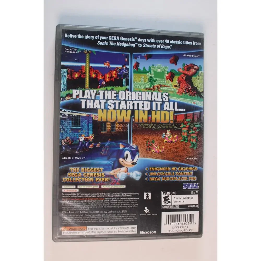 Sonic's Ultimate Genesis Collection (Xbox 360, 2009) Authentic, complete, tested